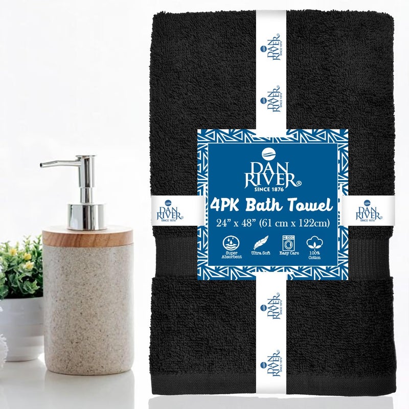 DAN RIVER 4 Pack Cotton Bath Towels â€“ 24x48 Inches, Lightweight, Super Absorbent, Quick Drying, Soft & Durable Thick White Towels Bathroom Sets for Home, Gym and Spa - Image 2